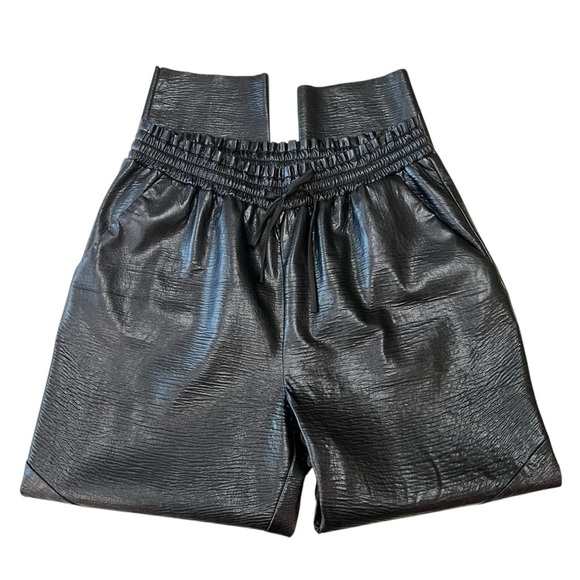 Ramy Brooke New York Samson Black Faux Leather High Rise Jogger Pants Womens Med - Picture 9 of 14